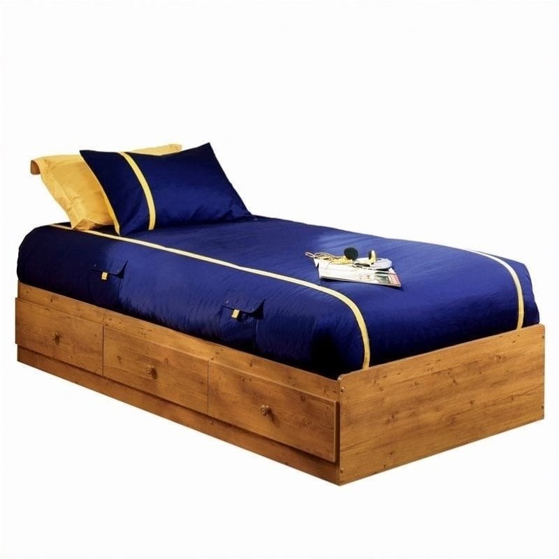 South Shore Amesbury Twin Mates Storage Bed Frame Only in Country Pine Finish