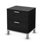 South Shore Flexible 2 Drawer Nightstand in Black Oak