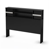 South Shore Back Bay Full Bookcase Headboard in Pure Black