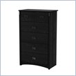 ADD TO YOUR SET: South Shore Tryon 5 Drawer Chest in Black Oak