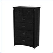 South Shore Tryon 5 Drawer Chest in Black Oak