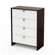 ADD TO YOUR SET: South Shore Cookie 4 Drawer Chest in Mocha & White