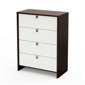 South Shore Cookie 4 Drawer Chest in Mocha & White