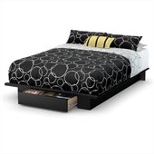 South Shore Trinity Full/Queen Platform Bed with Drawer in Pure Black