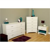 South Shore Maddox Dresser, Chest and Nightstand Set in Pure White