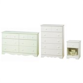 South Shore Summer Breeze Dresser, Chest and Nightstand Set in White Wash