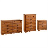 South Shore Prairie Dresser, Chest and Nightstand Set in Country Pine