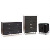 South Shore Cosmos Dresser, Chest and Nightstand Set in Black Onyx/Charcoal