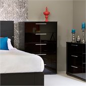 South Shore Mikka Contemporary Style 5 Drawer Chest in Black Oak
