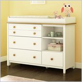 South Shore Little Smiley Changing Table in Pure White & Harvest Maple