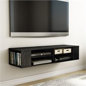 South Shore City Life Wall Mounted Media Console in Black Oak