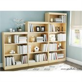 South Shore Axess Contemporary Style 3 Piece Shelf Bookcase Set in Natural Maple