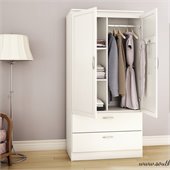 South Shore Acapella Transitional Style Wardrobe Armoire in Pure White