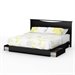 South Shore Step One King Platform Bed with Headboard and Drawers in Pure Black