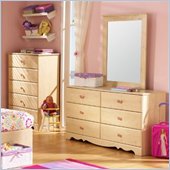 South Shore Lily Rose Double Dresser and Mirror Set in Romantic Pine