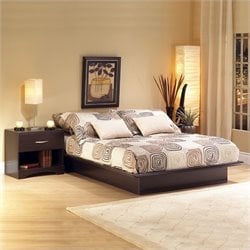 South Shore Furniture Back Bay Dark Chocolate Wood Platform Bed 3 Piece Bedroom Set
