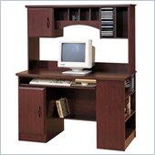 South Shore Park Wood Computer Desk with Hutch in Cherry