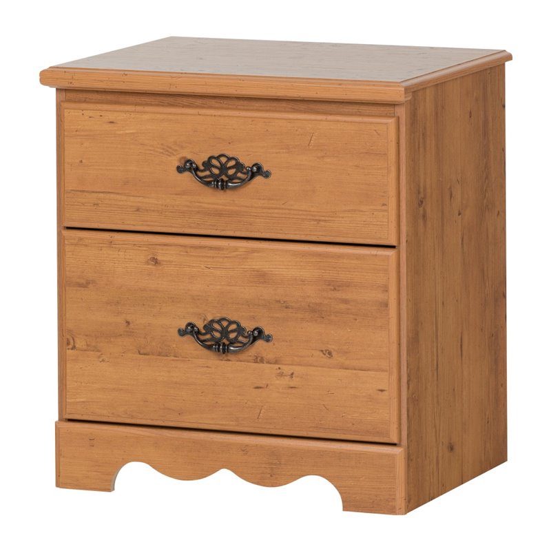 South Shore Prairie 2 Drawer Nightstand in Country Pine Finish