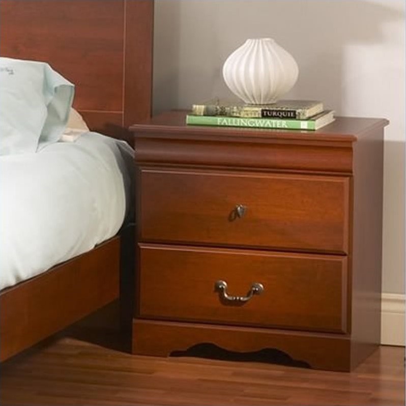 South Shore Vintage Classic Cherry Queen Wood Platform Bed 3 PC Bedroom