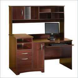 South Shore Park Collection Wood Computer Desk with Hutch in Cherry