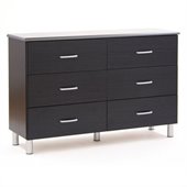 South Shore Cosmos Kids 6 Drawer Double Dresser in Black Onyx Finish