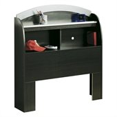 South Shore Cosmos Twin Bookcase Headboard in Black Onyx/Charcoal