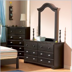 South Shore Mountain Lodge Double Dresser and Mirror Set in Ebony