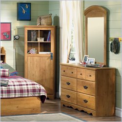 South Shore Prairie Double Dresser and Mirror Set in Country Pine