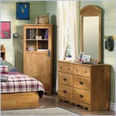South Shore Prairie Double Dresser and Mirror Set in Country Pine