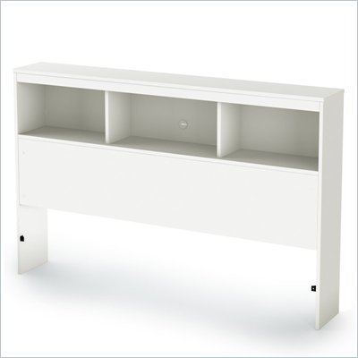 South Shore Affinato Full Bookcase Headboard in Pure White Finish