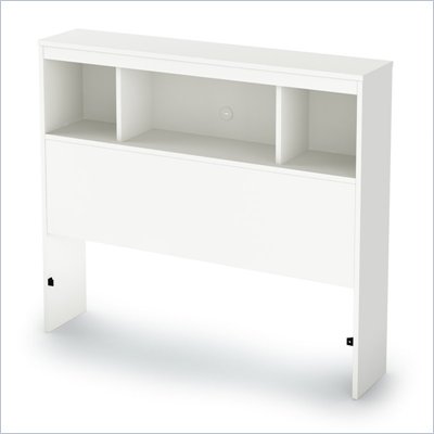 South Shore Affinato Twin Bookcase Headboard in Pure White Finish