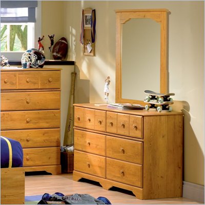South Shore Amesbury Collection Double Dresser and Mirror Set in Pine