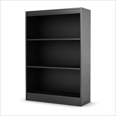 South Shore Axess 3 Shelf Bookcase in Pure Black