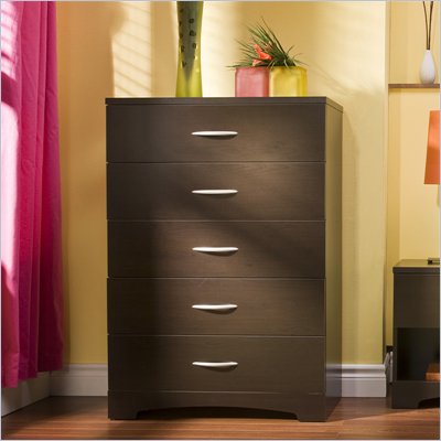 South Shore Back Bay 5 Drawer Chest in Dark Chocolate Finish