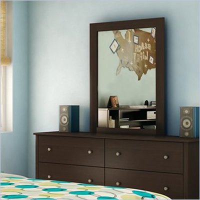 South Shore Breakwater Dresser and Mirror Set in Chocolate