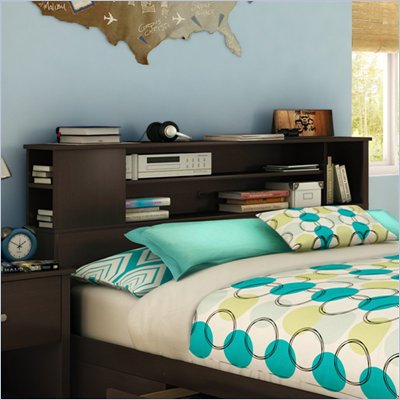 South Shore Breakwater Full / Queen Bookcase Headboard in Chocolate