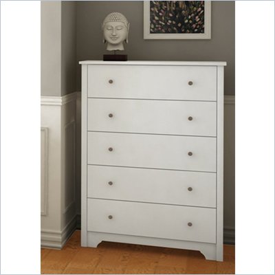 South Shore Breakwater 5 Drawer Chest in Pure White Finish