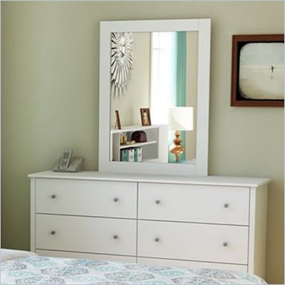 South Shore Breakwater Dresser and Mirror Set in White