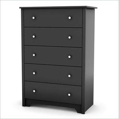 South Shore Breakwater 5 Drawer Chest in Pure Black Finish