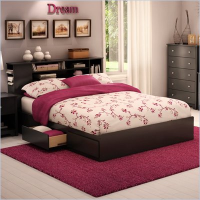 South Shore Breakwater Queen Storage Mates Bed Frame Only in Black Finish