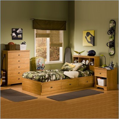 South Shore Brinley Twin Mates Storage Bed Frame Only in Florence Maple Finish