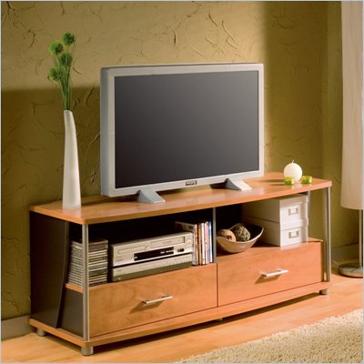 South Shore City Life 2 Drawer TV Stand in Charcoal and Honeydew Finish