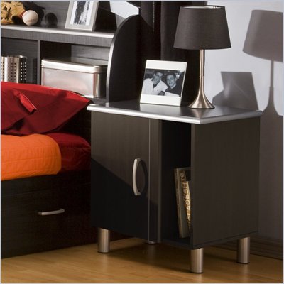 South Shore Cosmos Nightstand in Black Onyx/Charcoal