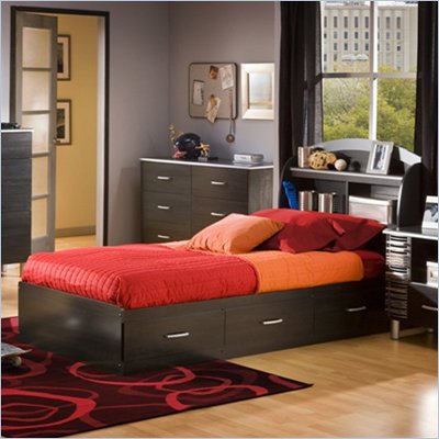 South Shore Cosmos Kids Twin Mates Bed Frame Only in Black Onyx/Charcoal