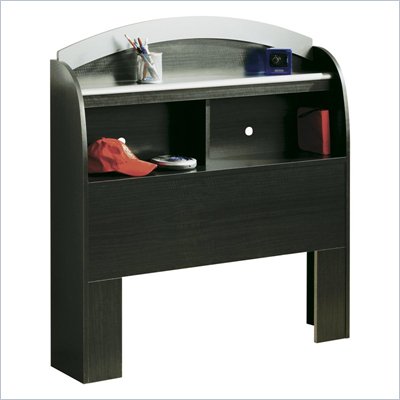 South Shore Cosmos Twin Bookcase Headboard in Black Onyx/Charcoal