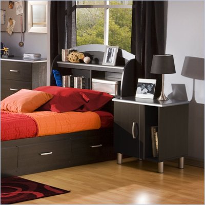 South Shore Cosmos Kids Bookcase Black Headboard 2 Piece Bedroom Set