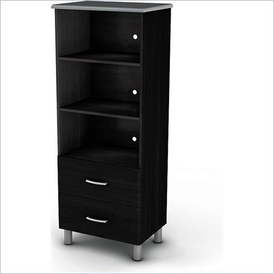 South Shore Cosmos Shelf Bookcase in Black Onyx and Charcoal Finish