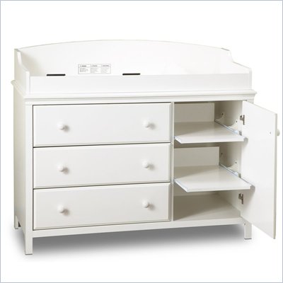 South Shore Cotton Candy Three Drawer Wood Changing Table in White 