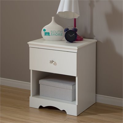 South Shore Crystal Collection Kids Wood Night Table in Pure White Finish
