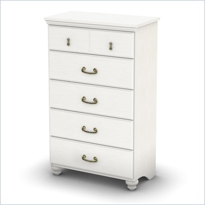 South Shore Dover 5 Drawer Chest in White Wash Finish